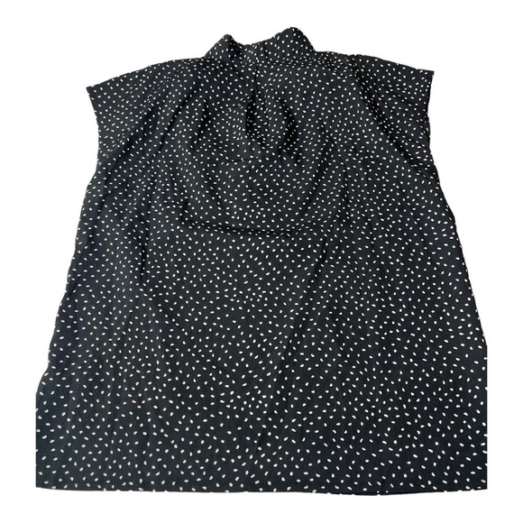 Boxy Black White Polka Dot Blouse Stand Up Collar by Lush Womens Small NWOT - Picture 11 of 15